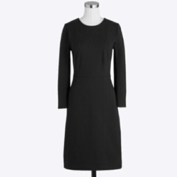 NWOT J. Crew Black Zip Ponte Sheath Dress - Picture 1 of 16